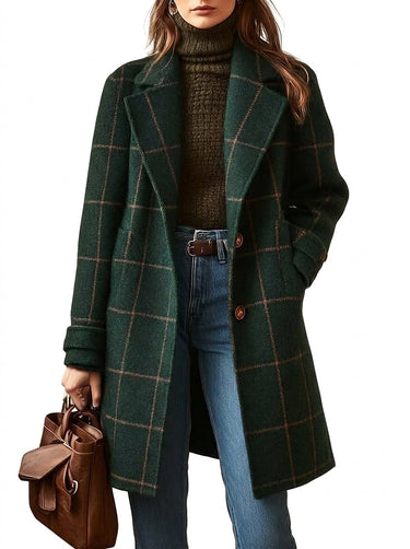 Cappotto lungo da donna con motivo a quadri 1