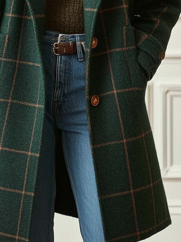 Cappotto lungo da donna con motivo a quadri 4
