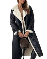 Cappotto lungo da donna in materiale sintetico con fodera in teddy 1