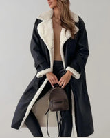 Cappotto lungo da donna in materiale sintetico con fodera in teddy 2