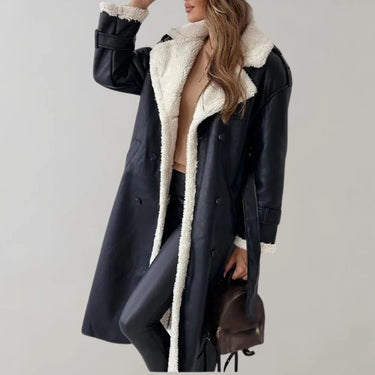 Cappotto lungo da donna in materiale sintetico con fodera in teddy 3