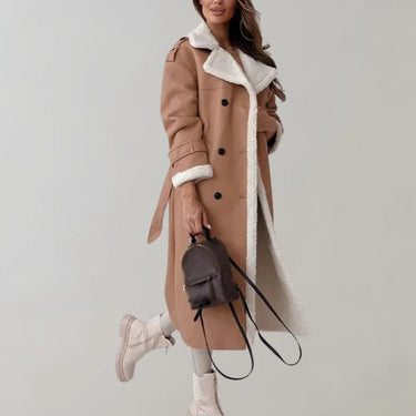 Cappotto lungo da donna in materiale sintetico con fodera in teddy 7
