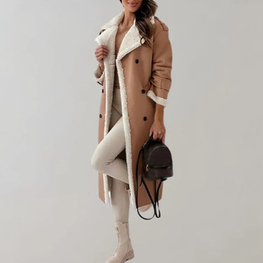 Cappotto lungo da donna in materiale sintetico con fodera in teddy 8