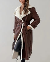 Cappotto lungo da donna in materiale sintetico con fodera in teddy 9