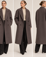 Cappotto lungo oversize in lana da donna 8