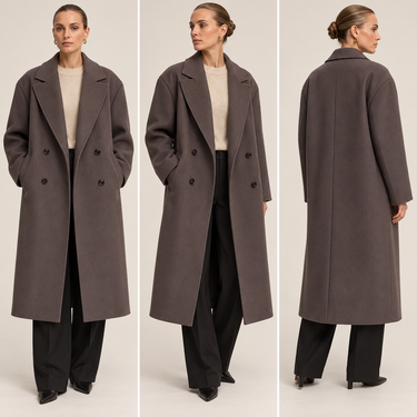 Cappotto lungo oversize in lana da donna 8