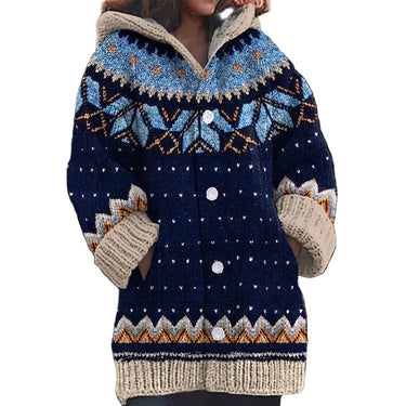 Cardigan con cappuccio da donna con motivo Fair Isle 1