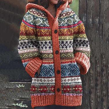 Cardigan con cappuccio da donna con motivo Fair Isle 2