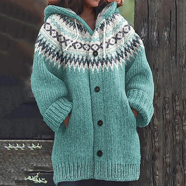 Cardigan con cappuccio da donna con motivo Fair Isle 4