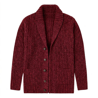 Cardigan da uomo a coste con collo a scialle 1