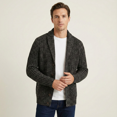 Cardigan da uomo a coste con collo a scialle 10