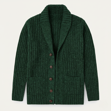 Cardigan da uomo a coste con collo a scialle 5