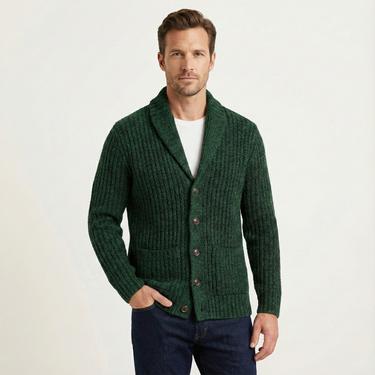 Cardigan da uomo a coste con collo a scialle 6