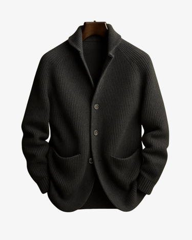 Cardigan da uomo in maglia a coste con collo a scialle 2