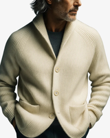 Cardigan da uomo in maglia a coste con collo a scialle 9