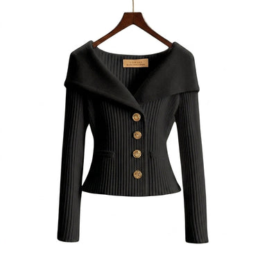 Cardigan in maglia a coste da donna con colletto risvoltato 2
