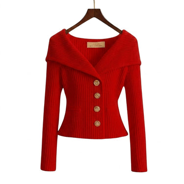 Cardigan in maglia a coste da donna con colletto risvoltato 3