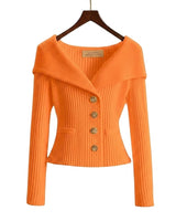 Cardigan in maglia a coste da donna con colletto risvoltato 4