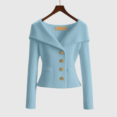 Cardigan in maglia a coste da donna con colletto risvoltato 7