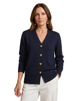 Cardigan in maglia con scollo a V e bottoni a cuore da donna 1