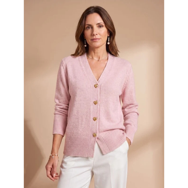 Cardigan in maglia con scollo a V e bottoni a cuore da donna 2