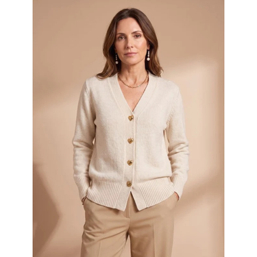 Cardigan in maglia con scollo a V e bottoni a cuore da donna 3