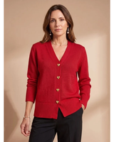 Cardigan in maglia con scollo a V e bottoni a cuore da donna 5
