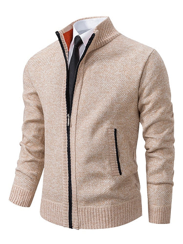 Cardigan in maglia da uomo con zip intera e collo a lupetto 1