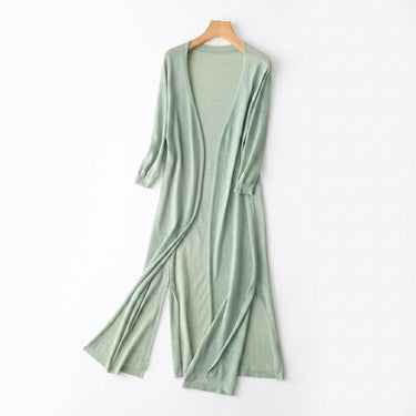 Cardigan lungo in maglia aperto sul davanti con spacchi laterali da donna 5