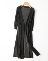 Cardigan lungo in maglia aperto sul davanti con spacchi laterali da donna 6