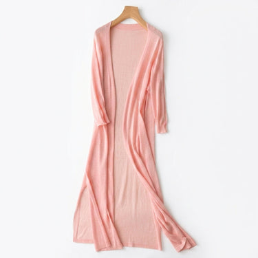 Cardigan lungo in maglia aperto sul davanti con spacchi laterali da donna 7