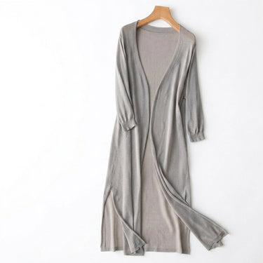 Cardigan lungo in maglia aperto sul davanti con spacchi laterali da donna 8