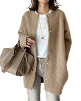 Cardigan lungo in maglia da donna con chiusure a scatto 1