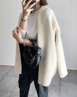 Cardigan lungo in maglia da donna con chiusure a scatto 3