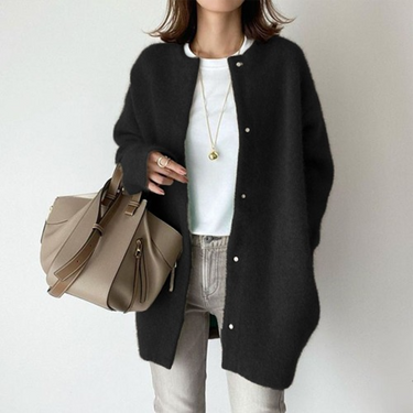 Cardigan lungo in maglia da donna con chiusure a scatto 4
