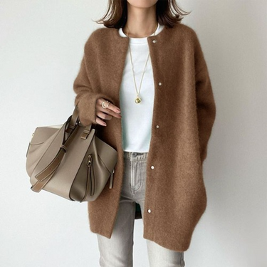Cardigan lungo in maglia da donna con chiusure a scatto 5