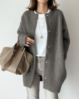 Cardigan lungo in maglia da donna con chiusure a scatto 6