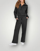 Completo Donna con Pullover a Zip e Pantaloni a Gamba Larga 3