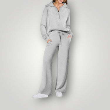 Completo Donna con Pullover a Zip e Pantaloni a Gamba Larga 5