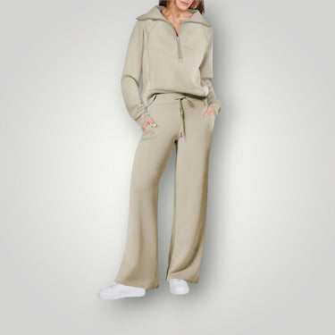 Completo Donna con Pullover a Zip e Pantaloni a Gamba Larga 7