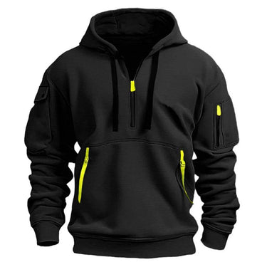 Felpa con cappuccio e mezza zip da uomo con tasche utility 4