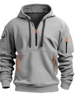 Felpa con cappuccio e mezza zip da uomo con tasche utility 5