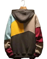 Felpa con cappuccio patchwork colorblock da uomo 2