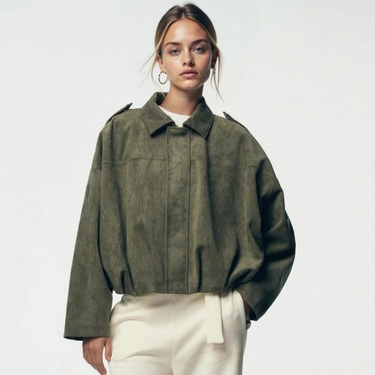 Giacca Bomber Corta da Donna con Spalline 6