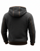 Giacca con cappuccio e zip, texture a griglia, da uomo 2