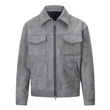 Giacca con zip e texture effetto camoscio da uomo 1