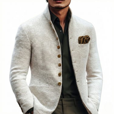 Giacca da uomo con collo alla coreana e texture 1