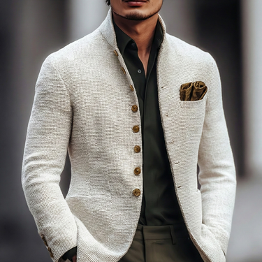 Giacca da uomo con collo alla coreana e texture 2