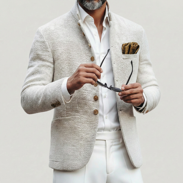 Giacca da uomo con collo alla coreana e texture 3