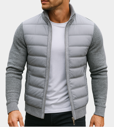 Giacca ibrida in maglia da uomo con pannello frontale imbottito 2